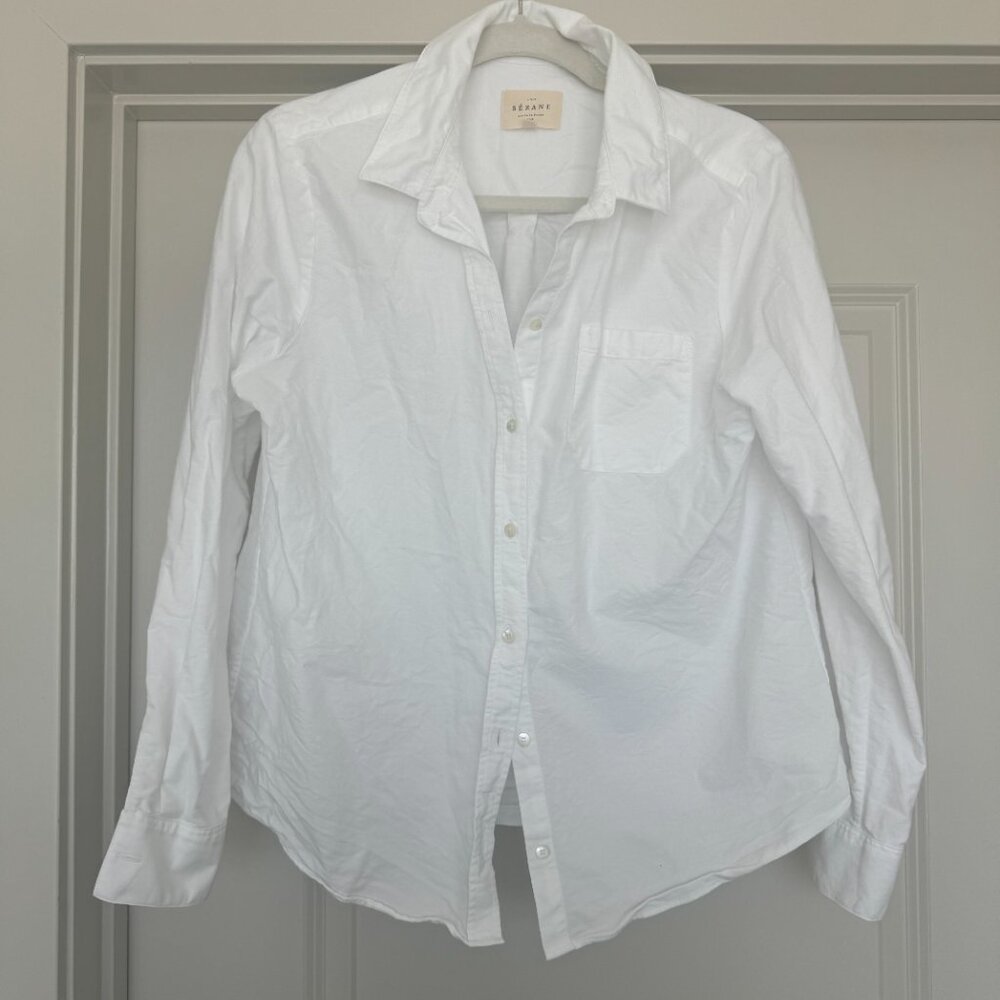Sezane White Tomboy Button Down Shirt